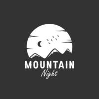 Mountain night logo template classic black white vector