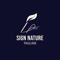 SIgn nature pen with leaf and letter f vector