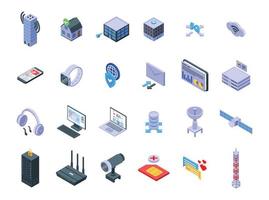 Internet provider icons set isometric vector. Host service vector