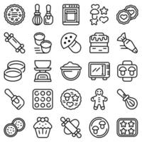 Cookie molds icons set, outline style vector