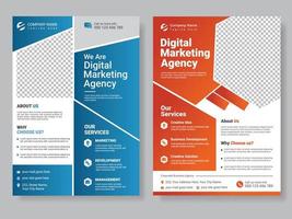 Digital marketing agency business promotional flyer design template, creative design with geometric shape, business poster or vector template design