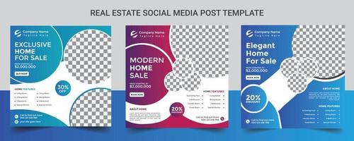 Real estate home sale square web banner template or vector template design