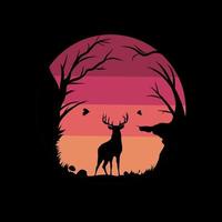 illustration vector of deer in forest perfect for background,etc.