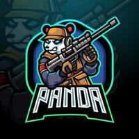 Panda esport mascot design logo vector