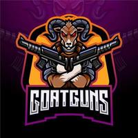 Goat guns esport mascot logo design vector