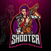 Woman shooter esport logo mascot design vector