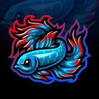 Betta fish mascot. esport logo design. vector