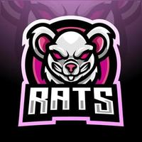 diseño del logo de esport de mascota de rata. vector