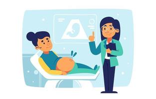 Obstetrician Character Checking Pregnant Women vector