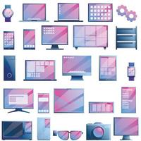 Operating system icons set, cartoon style vector