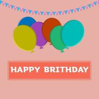 balloons Colorful birthday or party with text Happy Birthday orange background vector illustration