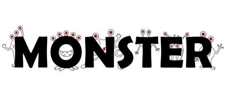 Monster print with text vector