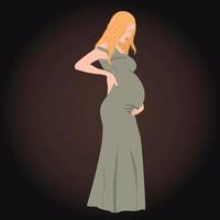 Pregnant woman in elegance dress vector