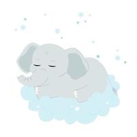 Baby elephant sleeping vector illustration