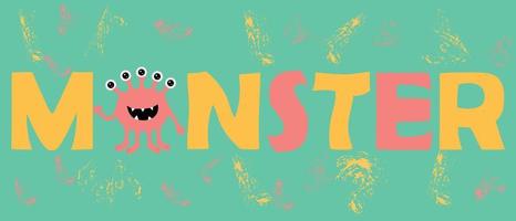 funny monster typography illustration vector