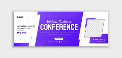 conferencia creativa banner web portada de redes sociales y diseño de plantilla de banner web vector