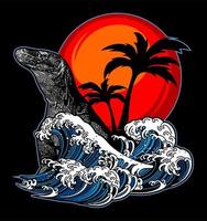 a komodo with the moon background vector