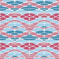 Psychedelic cells seamless abstract pattern in blue red colors, abstract wavy organic shapes, arcs, stones vector background textile cover illustration