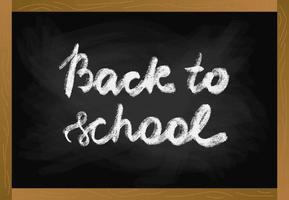 School table blackboard in wood frame with chalk texture text back to school vector illustration