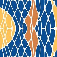 Seamless pattern with twisted lines and colored shapes. Neuro art mosaic background with wavy stripes. Abstract psychedelic design. Neurographic lines vector illustration.