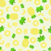 Hand drawn pineapple fruit seamless pattern for wallpaper or background. Pineapple slices. Flat vector design illustration.