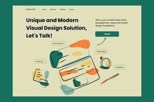 Landing page creative agency design ui design template vector. Suitable designing for mobile app and web vector