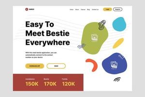 Landing page meet friend and family ui design template vector. Suitable designing for mobile app and web vector