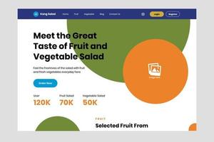 Landing page salad design ui design template vector. Suitable designing for mobile app and web vector