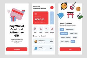 Layout wallet app mobile ui design template vector. Suitable designing for android and IOS vector