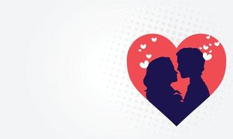 romantic background with hearts and couple vector