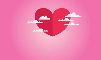 Romantic background with hearts and clouds vector