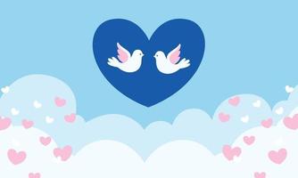 Romantic background with love birds vector