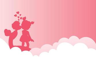 hermoso fondo romántico con niños lindos vector