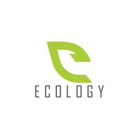 abstract letter e geometric leaf ecology symbol logo vector