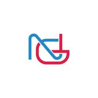 letter ng simple geometric colorful line logo vector