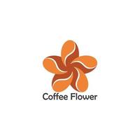 flower shape coffee bean curves logo vector