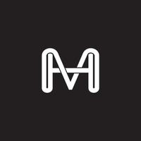 letter mh simple linked geometric line logo vector