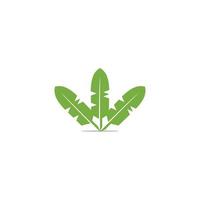 three tropical green leaves symbol logo vector