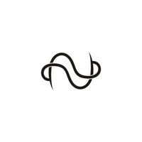letter n wires simple curves linked line logo vector