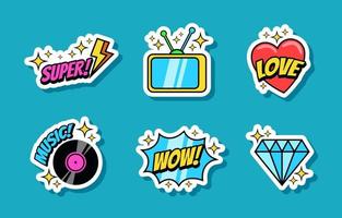 Retro Journaling Stickers Set vector