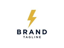 Flash Lettering with Yellow Thunder Bolt Icon isolated on White Background. Usable for Business, Technology and Electricity Logos. Flat Vector Logo Design Template Element.