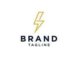 Flash Lettering with Yellow Thunder Bolt Icon isolated on White Background. Usable for Business, Technology and Electricity Logos. Flat Vector Logo Design Template Element.