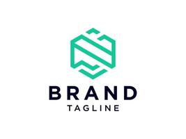 Green Geometric Line Abstract Letter M Logo. Usable for Business, Architecture, Construction and Building Logos. Flat Vector Logo Design Template Element.