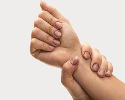 Female hands with dirty nails photo