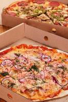 Pizza with salmon photo