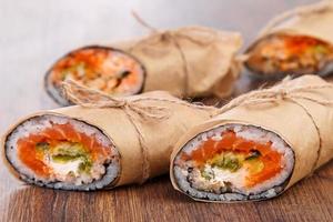 Sushi burrito - new trendy food concept photo