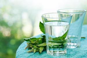 Glass of water and mint photo