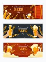 conjunto de banners del día internacional de la cerveza vector