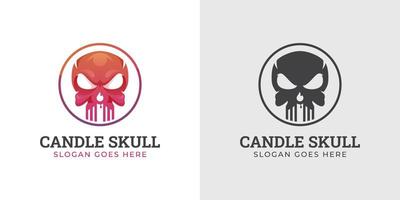 skull head with fiery candle for eternal life logo design can use halloween festival party vector