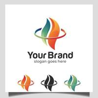 abstract burning fire shape in flame shape logo design vector